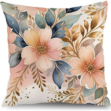 Housse de coussin floral extérieur, décoration canapé intérieur,50×50cm (1/5)