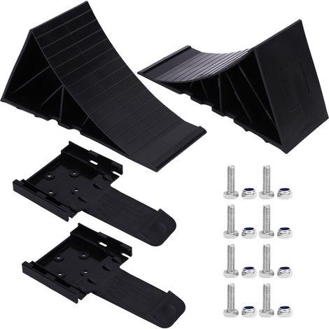 Blocs de pneus antidérapants en PE, 2 pièces, robustes, noirs, haute stabilité, pour voiture, remorque de voyage, camping-car, camion, ATV.