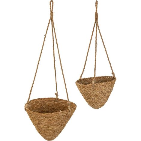 Cestos colgantesde fibra natural marrones d27,5x25h-d22x18 (1/5)