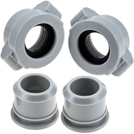 Lot de 2 raccords à vis pour tuyau d'eau de piscine et spa Coleman - En plastique avec rondelle en caoutchouc - Installation facile - Gris (1/4)