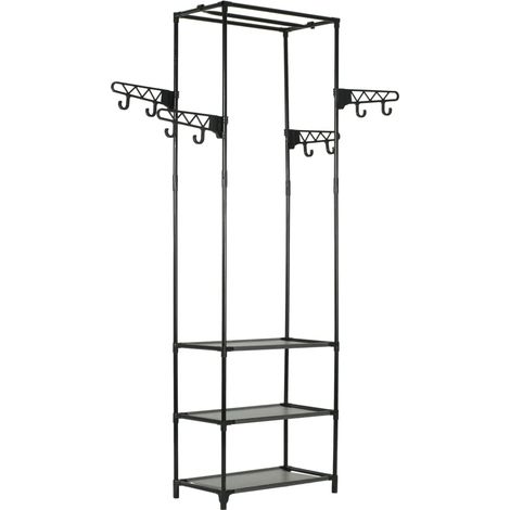Clothes Rack Steel and Non-woven Fabric 55x28.5x175 cm Black vidaXL