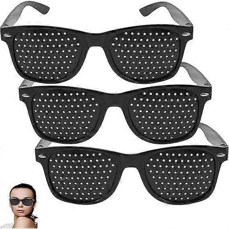Lot de 3 lunettes à trous sténopéiques pour améliorer la vision, lunettes unisexes noires (1/5)