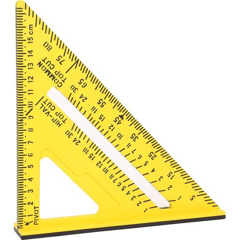 Équerre triangulaire menuiserie 7 pouces jaune plastique double échelle impériale métrique multifonction équerre à chevron 1 pièce (1/5)