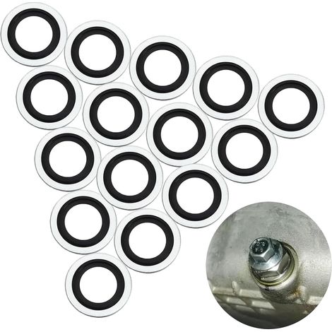 Lot de 15 Joint Vidange,Joints de Vilebrequin, Diamètre Intérieur 16 mm, Diamètre Extérieur 24 mm, Remplace : 110265505R, 6079970345,8200641648 Joints (1/5)
