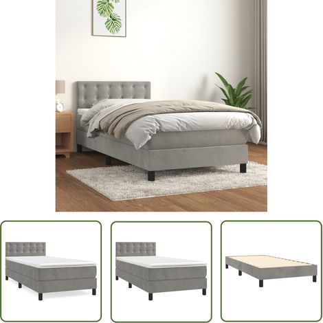 The Living Store Boxspringbett mit Matratze Hellgrau 80x200 cm Samt - Samtbett - Boxspringbett - Doppelbett - Bettauflage - Matratze (1/5)