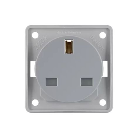 Integro Flow Einzelsteckdose mit 16A, britischer Standard, hellgrau, 0962622506