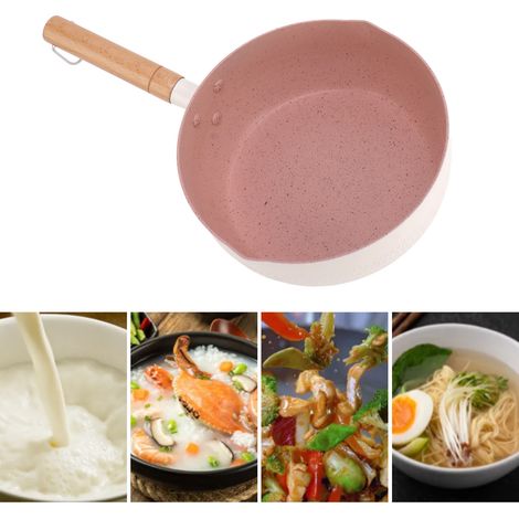 Poêle Yukihira, poêle antiadhésive japonaise, petite casserole pour la cuisson des nouilles, des aliments pour bébés, casserole à soupe domestique, pot à lait en pierre de Maifan, 20 cm. (1/5)
