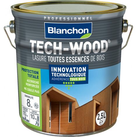 Lasure Bois Extérieur TECH-WOOD BLANCHON haute résistance aux UV et aux intempéries Conditionnement: 2,5 Litres - Teinte: TECH-WOOD CHÊNE MOYEN