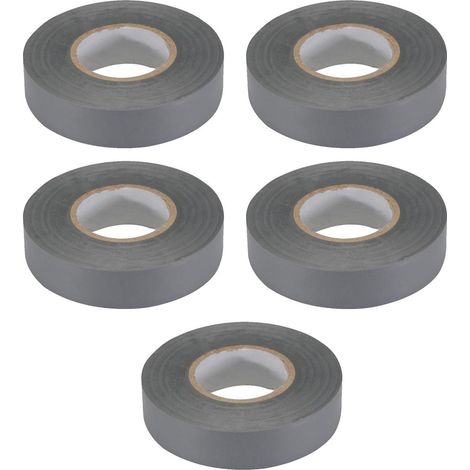 Dapetz ® Grey Electrical Tape, 18mm x 33m, Strong Self-Adhesive PVC Insulation Tape for Insulating, Repairing and Protecting Electrical Wires, 5 Roll (1/5)