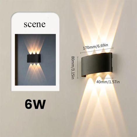 (Lumière naturelle - 6 W, sans capteur) Applique murale LED extérieure étanche IP66, lampe de chevet minimaliste et créative pour chambre à coucher, idéale pour une utilisation intérieure ou extérieur (1/5)