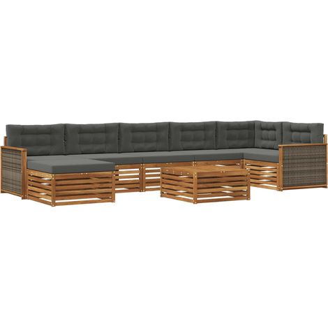 Set di divani da esterno 8 pz Naturale e Antracite vidaXL (1/5)