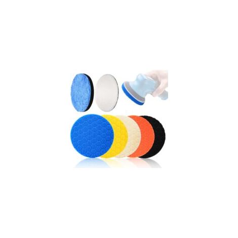 7 Pièces 150mm Polissage Pad,Kit Polissage Voiture,Hexlogique PolissagePad,Disque Polissageen Laine,pour Polissagede Voiture Meulage Cirage (1/5)