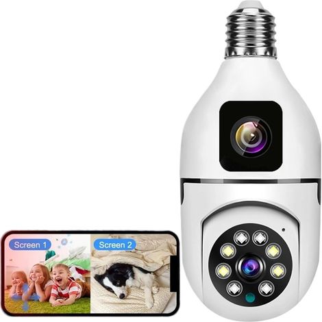 Caméra de sécurité à Domicile 4MP Ampoule caméra intérieure Double lentille lumière sans Fil caméra IP 2 Voies Audio Suivi Automatique AI détection humanoïde PTZ caméra de sécurité(4MP Camera) (1/5)
