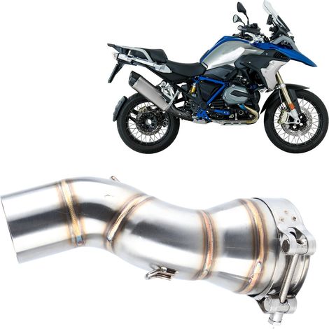 Section centrale de pot d'échappement en acier inoxydable pour modification de moto, compatible avec R1200GS ADV 13-19 (1/5)