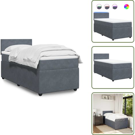 Boxspringbett mit Matratze Dunkelgrau 90x200 cm Samt - Boxspringbett - Boxspringbetten - Bett - Bett Mit Stauraum (1/5)