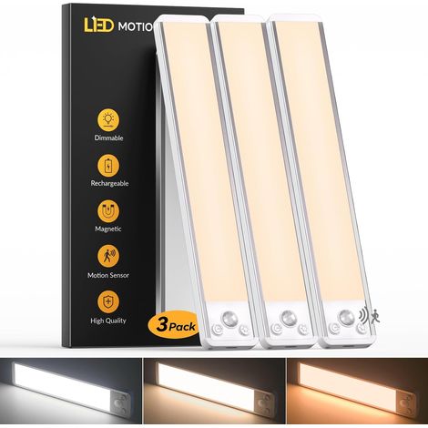 Filiyano – Réglette LED sous meuble 25 cm, lot x3 – Détecteur de mouvement – 3 couleurs 2700–6000 K, batterie 1800 mAh, USB-C rechargeable (1/5)