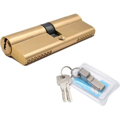 Serrure de Porte Antichoc, Porte Cylindre Européen, Double Cylindre ProfiléDouble Cylindre de Serrure en Laiton, Serrure de Sécurité Double, pour Tous les Types de Portes 45/45(90mm) (1/4)