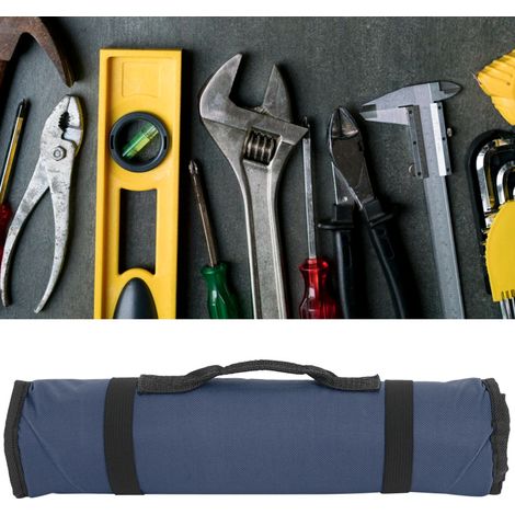 Sac à outils multifonction pour enrouleur de bois, avec poignée, pour le camping et les réparations (bleu). (1/5)
