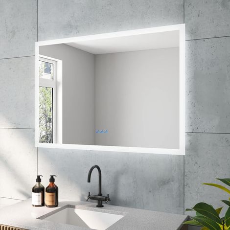 AQUABATOS Badspiegel mit LED Beleuchtung 100x70 cm, Antibeschlag, Touch Schalter Dimmbar, Memory-Funktion (1/5)