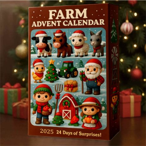 Calendrier De Lavent - Thème Ferme - Pour Compter Les Jours Jusquà Noël - 2025 - 24 Cases - Décor Festif - 1 Lot (1/4)
