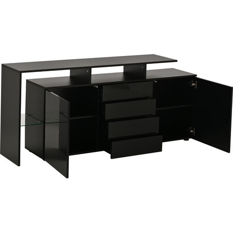 Mueble TV negro brillante con LED 160 x 35 x 70 cm MODENUIT (1/5)