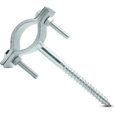 Fixation collier de tire-fond acier pour mât diam. 33-45 mm