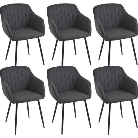 Goeurvant – Lot de 6 chaises de salle à manger minimalistes – Assise large et accoudoirs ergonomiques – Rembourrage en mousse haute densité – Capacité 150 kg