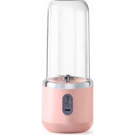 Blender Portable Rechargeable Rose, Gobelet Individuel avec Couvercle, 6 Lames, 40 W, Batterie 1500 mAh, USB-C (1/5)