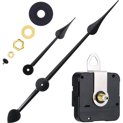 Mécanisme D'horloge À Couple Élevé - 1 Unité - Métal Et Plastique - Grandes Aiguilles Noires - Pour Cadrans Muraux - 270 mm (1/5)