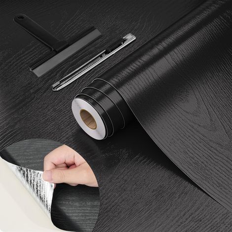 CCYKXAPapier Peint Effet Bois Autocollant 40×200 cm, Amovible Anti-huile – Avec Raclette et Couteau de Coupe (1/5)