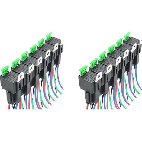 Convient pour 12 relais automobiles unipolaires unidirectionnels à 5 broches, 12 V 30 A, faisceau de câblage de relais-fusible automobile, pièces automobiles.