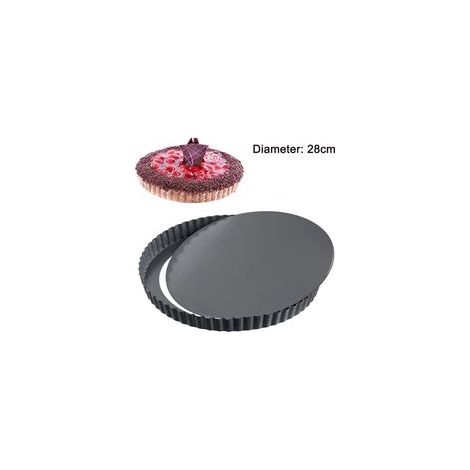 Moule à gâteau antiadhésif robuste avec fond amovible, moule à quiche avec fond amovible séparé, moule à gâteau (diamètre supérieur 28 cm)-Crezuo (1/5)