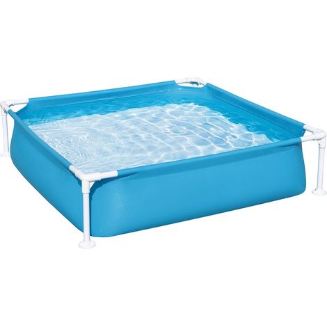 TRADE SHOP - Piscina Quadrata Fuori Terra Per Bambini Baby Telaio In Acciaio Blu 122 Cm 56217 -