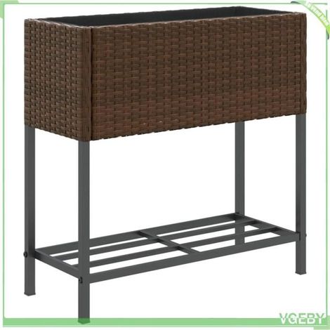 Jardinière - FAFEICY - 366388 - résine tressée marron - étagère intégrée - sac non tissé (1/5)