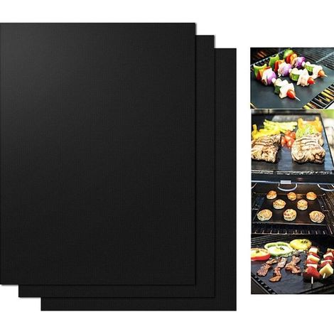 Grille de barbecue,Lot de 3 tapis de barbecue antiadhésifs réutilisables en téflon,adaptés au four à gaz, au charbon de bois et au gril électrique (40 x 33 cm) - RWGrille de barbecue (1/5)