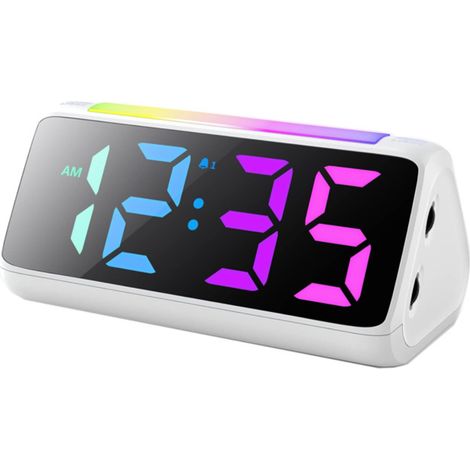 Horloge-Réveil Enfant Digitale et Lumineuse - Écran Coloré, Intensité Lumineuse Réglable, Alimentation/Recharge par USB - Conçu pour Accompagner le Réveil des Enfants en Douceur