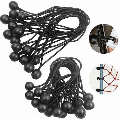 Planenspanner, Kugelspanner, schwarzer Gummispanner, Gummispanner für Pavillons, Planen, Camping, Zelte, Vorhänge, Verlängerungsgurt (30 Stück)
