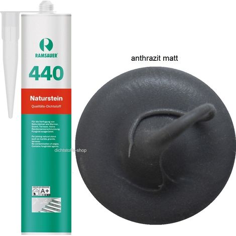 Ramsauer 440 Naturstein Silikon Fugen Dichtstoff 310ml Kartusche anthrazit matt (1/5)
