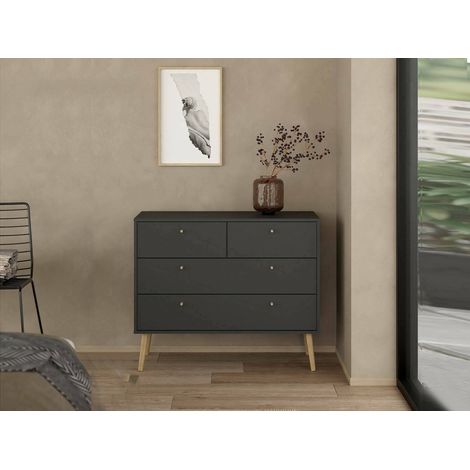 Dmora - Cassettiera Tiffany, Settimino multiuso, Comò camera da letto, Mobile con cassetti, 99x39 h82 cm, Grigio (1/5)