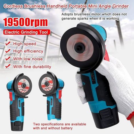 1 Meuleuse d'angle sans fil, 12V, 76mm, 19500 tr/min, kit 2 batteries, 2 disques, coupe polissage ponçage (1/5)