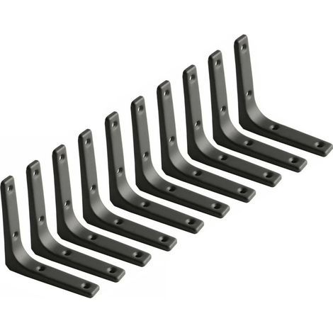 Support d'étagère murale, support en métal noir mat, support d'étagère en métal pour la décoration de cuisine, support robuste, 100100mm, 10 pièces (1/5)
