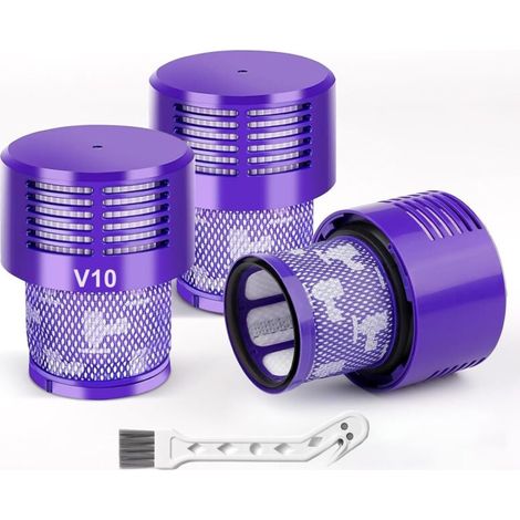 Lot de 3 Filtres HEPA Lavables + 1 Brosse de Nettoyage, Compatibles avec Aspirateur Dyson V10 SV12 Cyclone Absolute Animal Motorhead Total Clean, Remplacement 969082-01 (Non pour V10 Slim) (1/5)