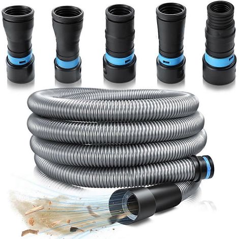 Kit de tuyau d'aspirateur 1/4 pouce x 10 pieds compatible avec les systèmes d'aspiration domestiques et avec 5 adaptateurs en bois (1/5)