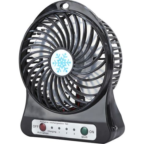 Mini ventilateur de table rechargeable USB, circulateur d'air portable pour poussette et siège auto, petit ventilateur silencieux, noir (1/5)