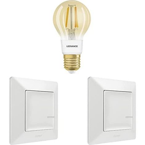 Kit d'extension Smart Lighting, commande vocale, ampoule intelligente à intensité variable, 2 interrupteurs sans fil, ampoule vintage, interrupteur blanc, 199322 (1/3)