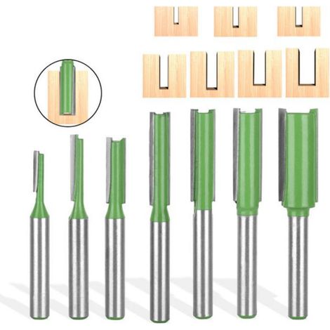 Fraise Bois - Tige 6 mm - Diamètres 3 4 5 6 8 10 12 mm - Pour MDF Bois Massif Panneaux Particules Contreplaqué - Lot de 7 (1/5)