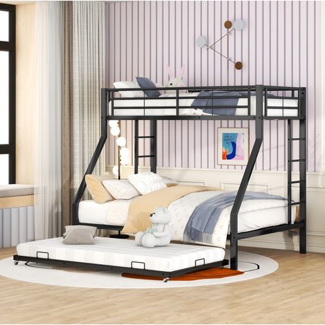 Letto a castello 90x200 cm in metallo nero, salvaspazio, senza materasso FloraGrace (1/5)