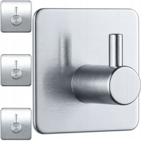 Selbstklebende Handtuchhaken für Badezimmer, silber, 4 Stück (1/5)