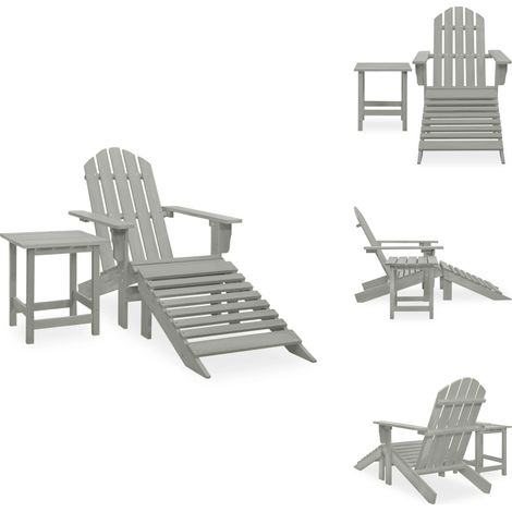 Chaise de jardin Adirondack avec pouf et table Sapin Gris - Chaise Adirondack - Mobilier De Jardin - Salon De Jardin - Chaise Extérieure - Chaise Pliante (1/5)