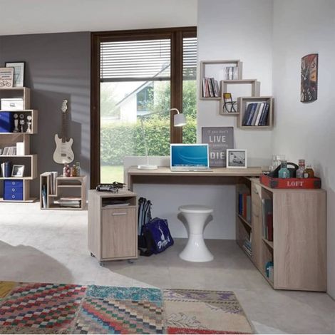 Etagère murale design 64x19x65,5 cm chêne (1/5)